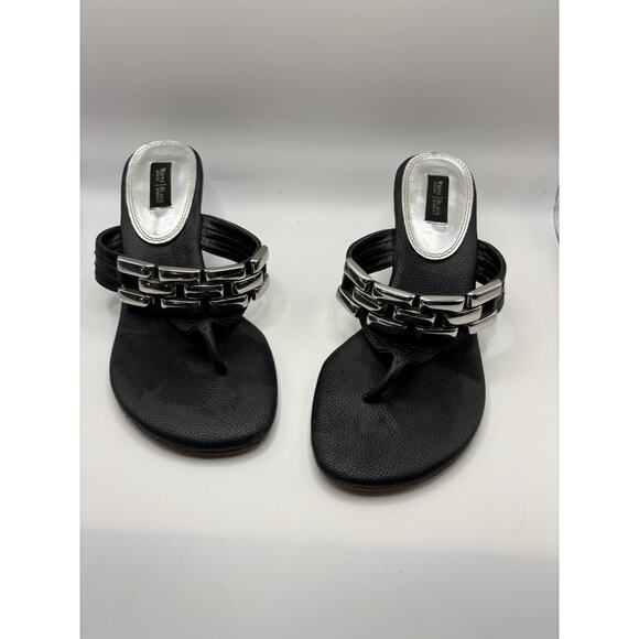 White House/Black Market Black dress sandal with silver accent - Picture 1 of 3